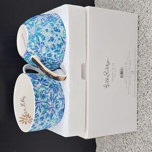 LILLY PULITZER BLUE FLORAL PRINT CERAMIC MUG